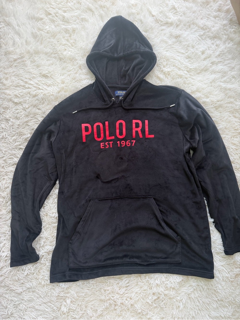 Polo by Ralph Lauren Black Hooded Pullover with Red Logo
